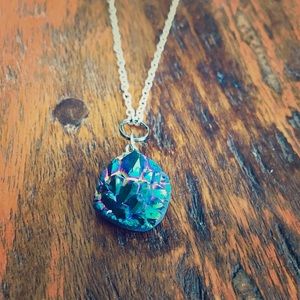 Titanium quartz geode chain necklace
